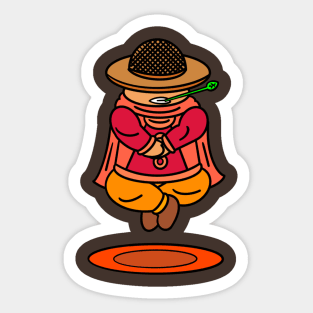 Funny cartoon guy floating color Sticker